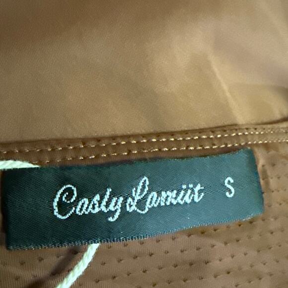 NEW Casly Lamiit Brown Square Neck Short Sleeve Mini Jersey A-Line Dress Size S - Picture 3 of 4